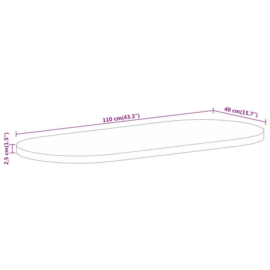 Oval Mango Wood Tabletop 110x40cm – Solid & Stylish Design