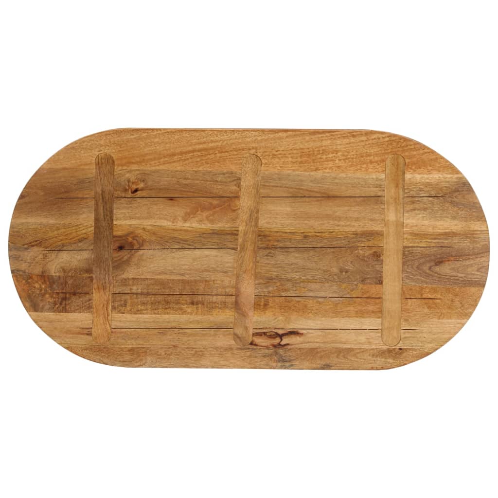 Oval Solid Mango Wood Table Top 100x40x3.8 cm - Natural Finish