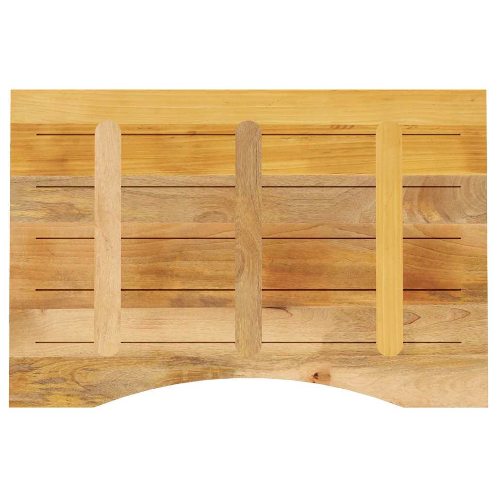 Solid Mango Wood Desktop, Curve Design, 80x60x2.5 cm