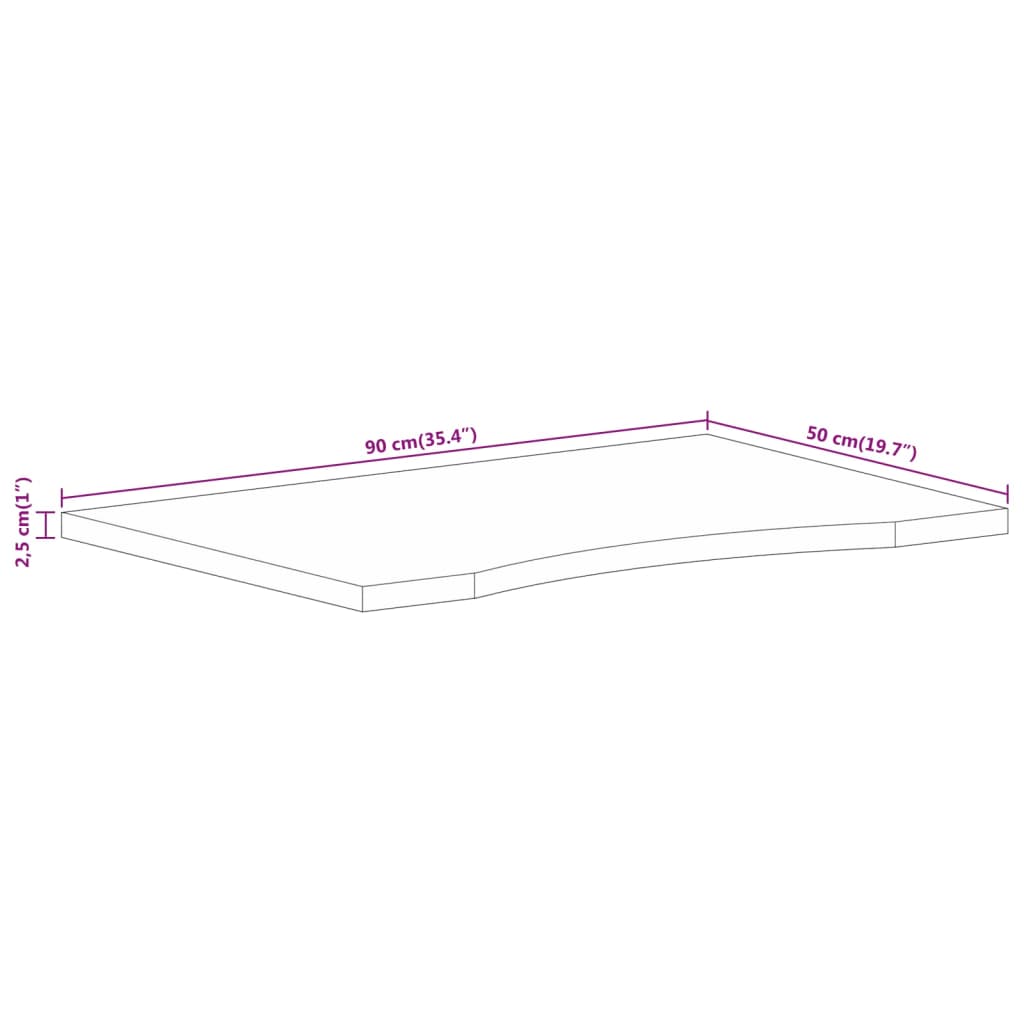Solid Wood Mango Desktop, 90x50 cm - Curved Edge Design