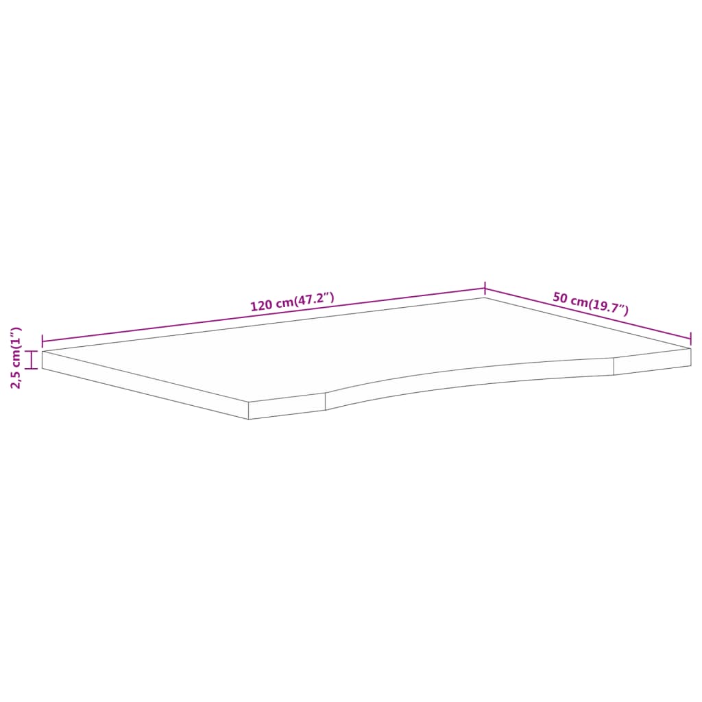 Solid Mango Wood Desktop, Curved 120x50x2.5 cm | Elegant & Durable