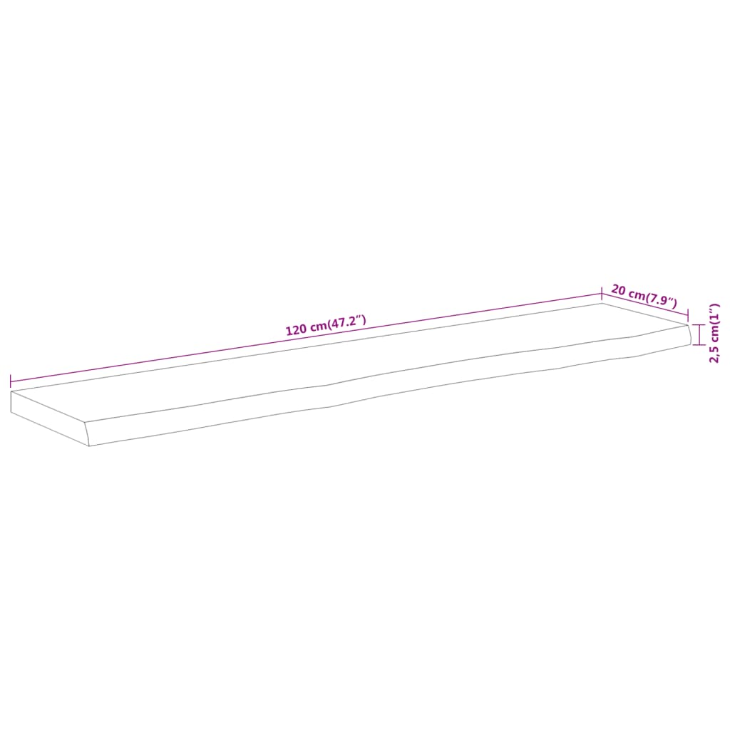 Acacia Live Edge Wall Shelf - Solid Wood, 120cm Rectangular Design