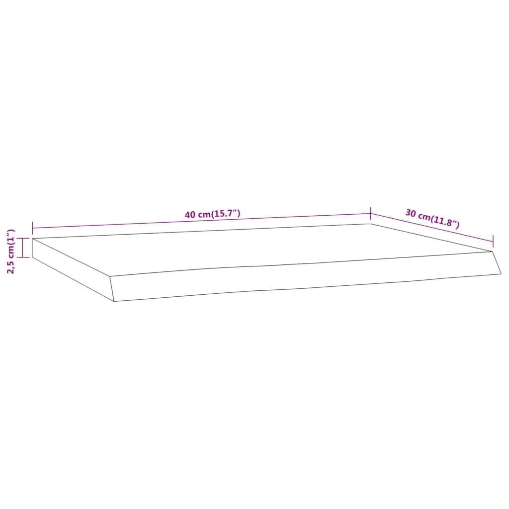 Live Edge Acacia Wood Wall Shelf - 40x30x2.5 cm Rectangular Design