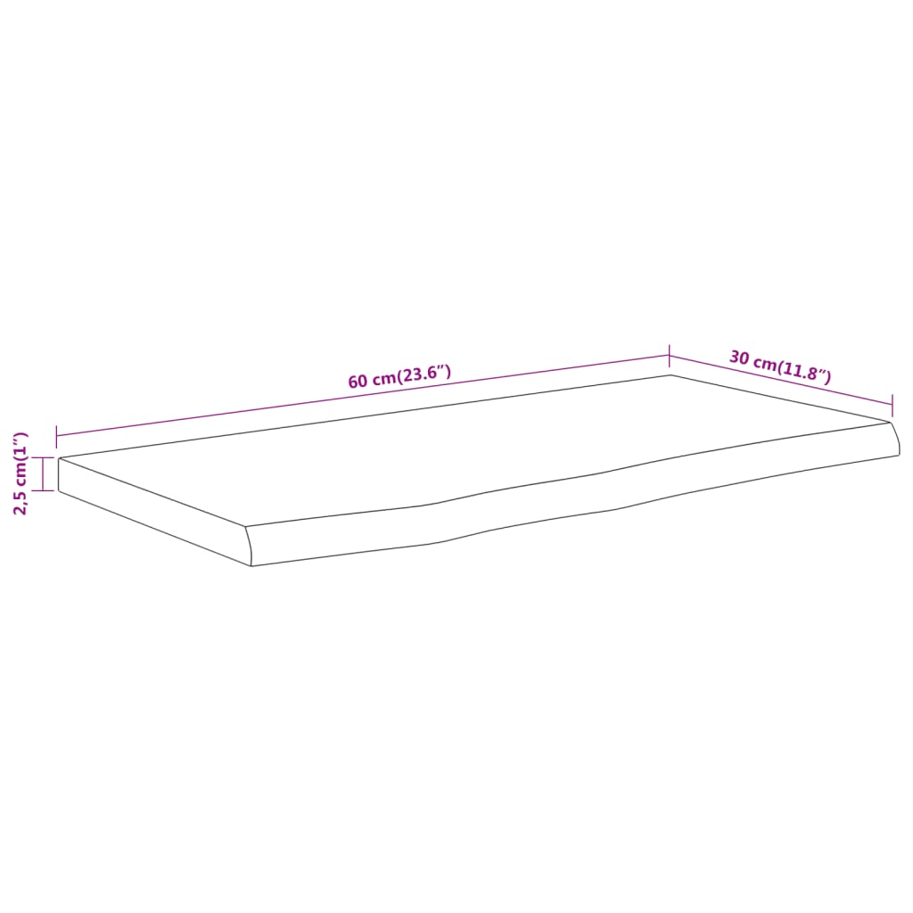 Solid Acacia Live Edge Wall Shelf 60x30 cm - Natural Wood Finish