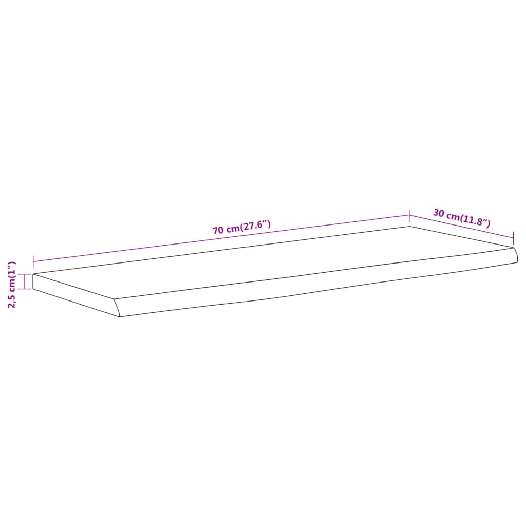 Acacia Live Edge Wall Shelf 70x30 cm – Solid Wood Rectangular Design
