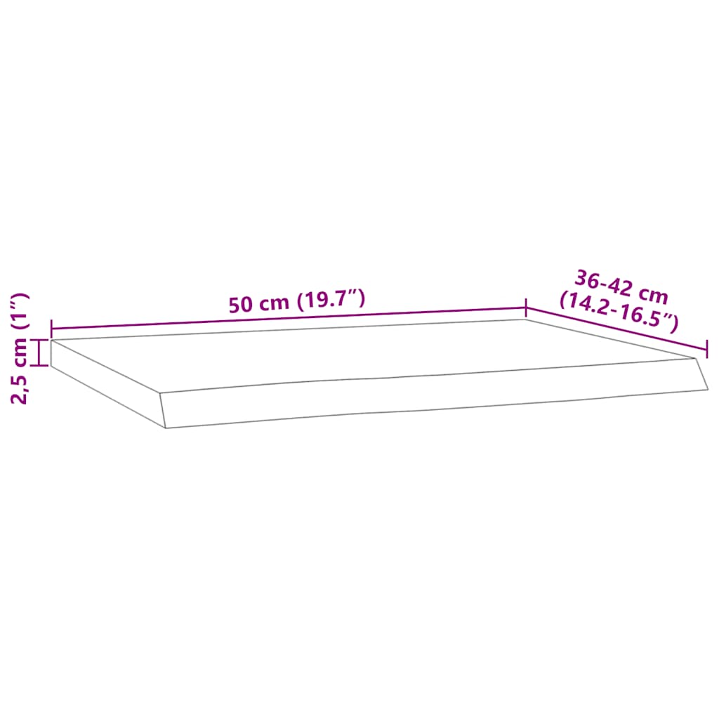 Acacia Wall Shelf 50x40 Live Edge Solid Wood - Rectangular Design