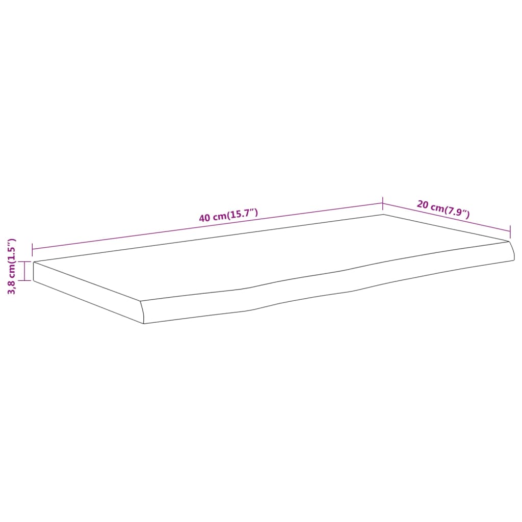 Acacia Live Edge Wall Shelf 40x20cm - Solid Wood Rectangular Design