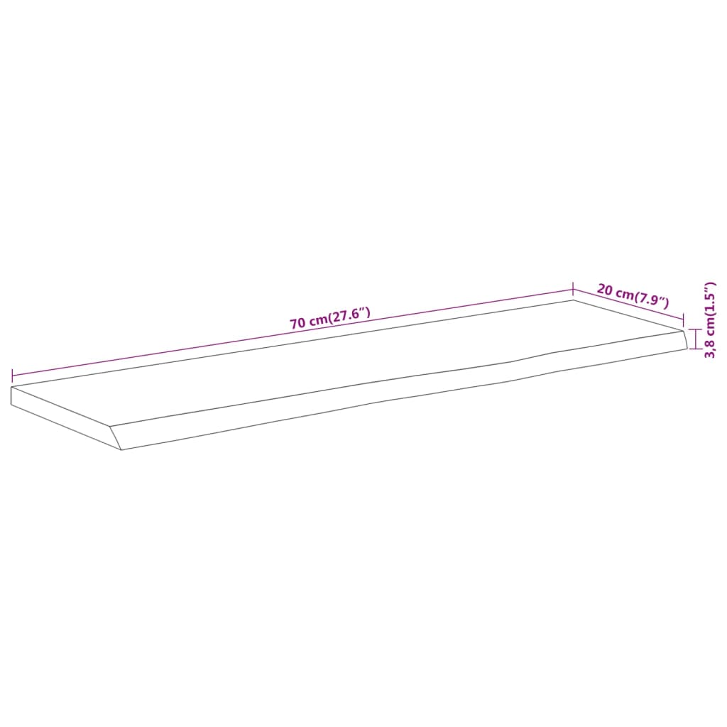 Acacia Live Edge Wall Shelf - Solid Wood, 70x20x3.8 cm