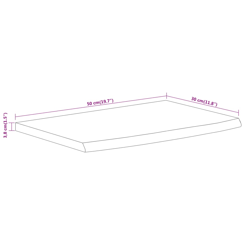 Live Edge Acacia Wood Wall Shelf - 50x30x3.8 cm Rectangular