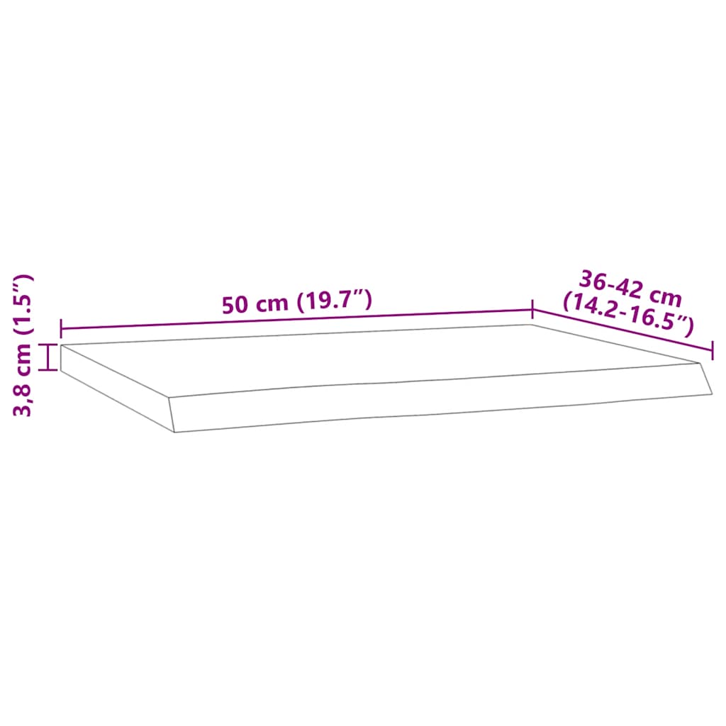 Acacia Live Edge Wall Shelf 50x40x3.8cm – Solid Wood Rectangular Design