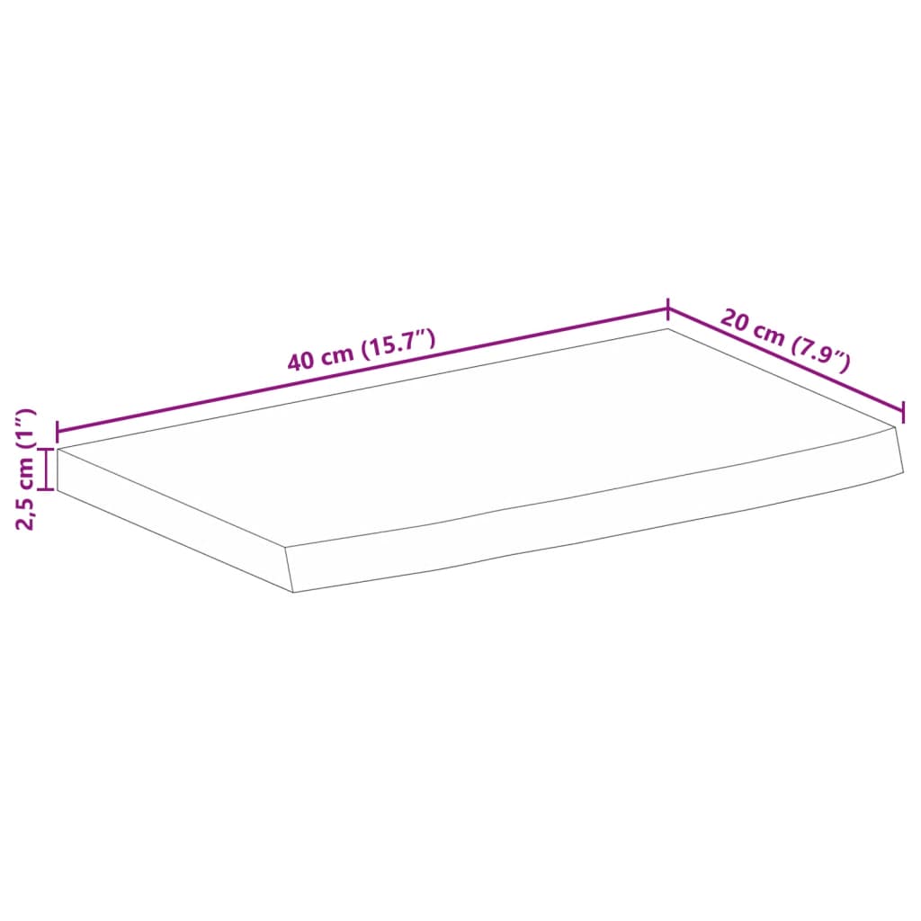 Live Edge Mango Wood Table Top 40x20x2.5 cm – Solid & Stylish
