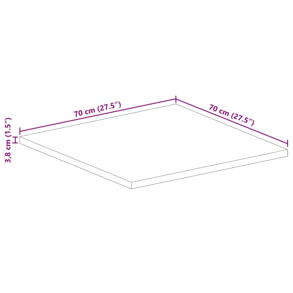 Table Top 70x70x3.8 cm Square Solid Wood Reclaimed
