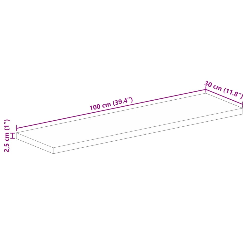 Table Top 100x30x2.5 cm Rectangular Solid Wood Mango