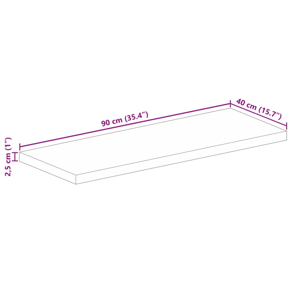 Table Top 90x40x2.5 cm Rectangular Solid Wood Mango