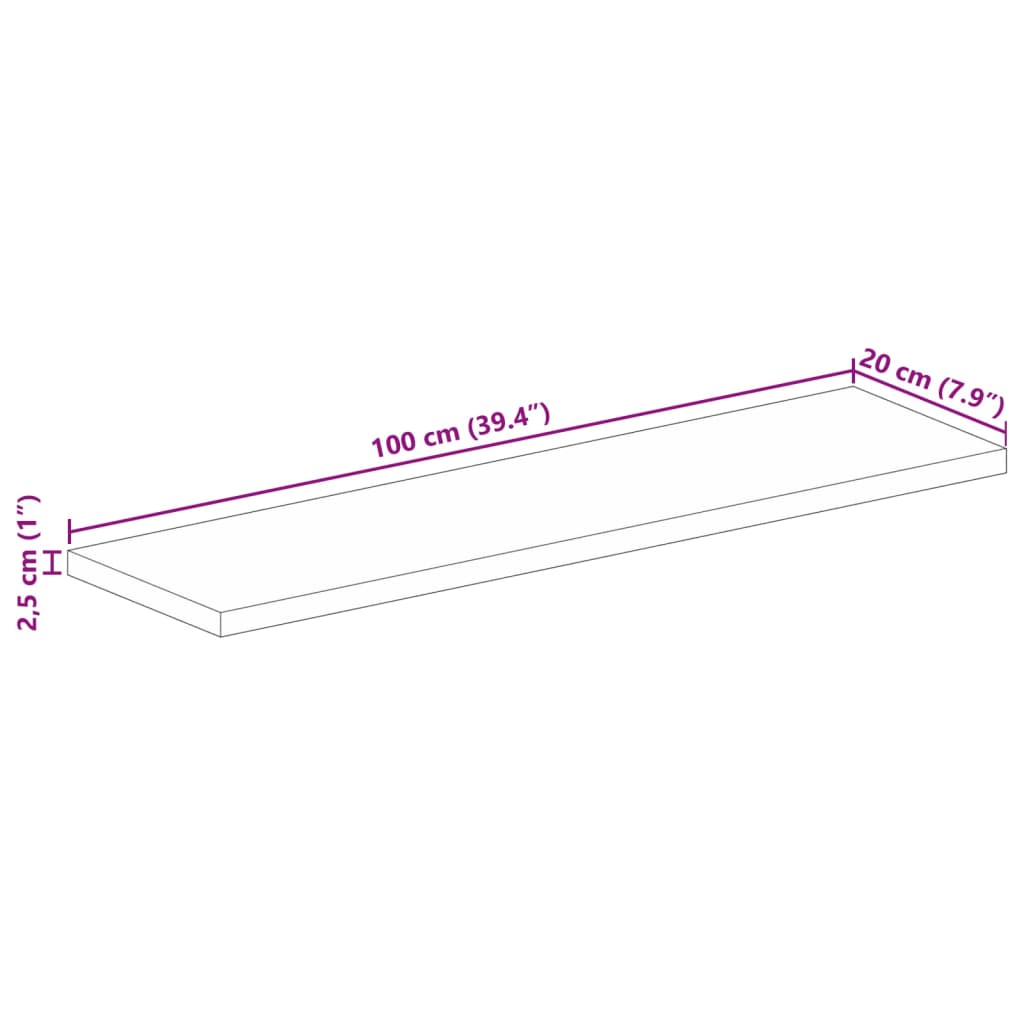 Table Top 100x20x2.5 cm Rectangular Solid Wood Mango