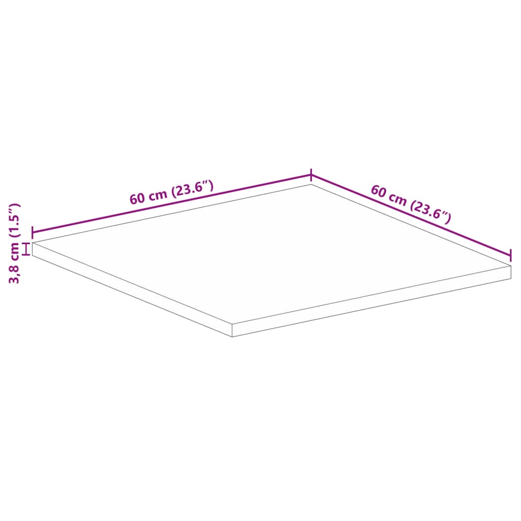Square Mango Wood Table Top 60x60x3.8 cm - Solid & Stylish