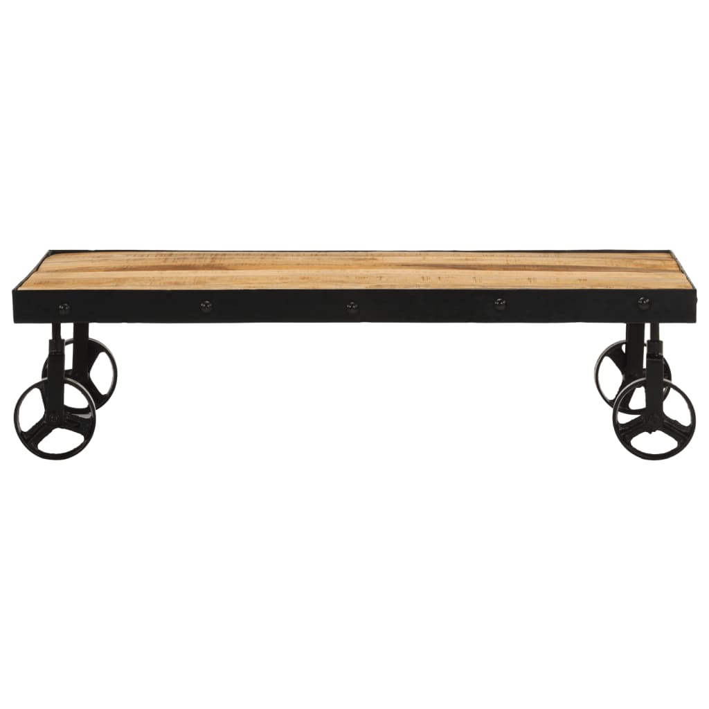 Coffee Table with Wheels Solid Mango Wood 100x55x26 cm