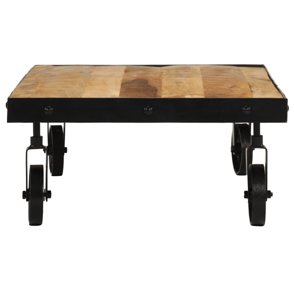 Coffee Table with Wheels Solid Mango Wood 100x55x26 cm