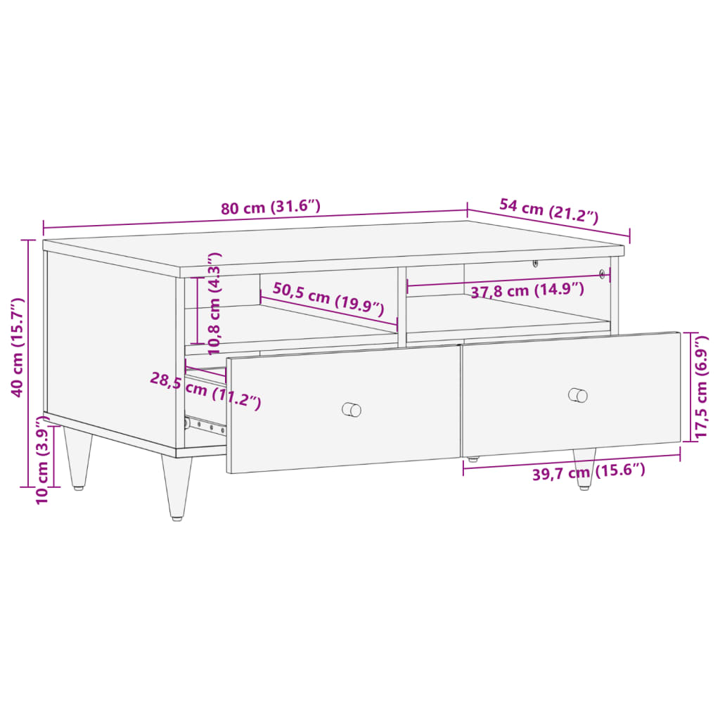 Coffee Table 80x54x40 cm Solid Wood Mango