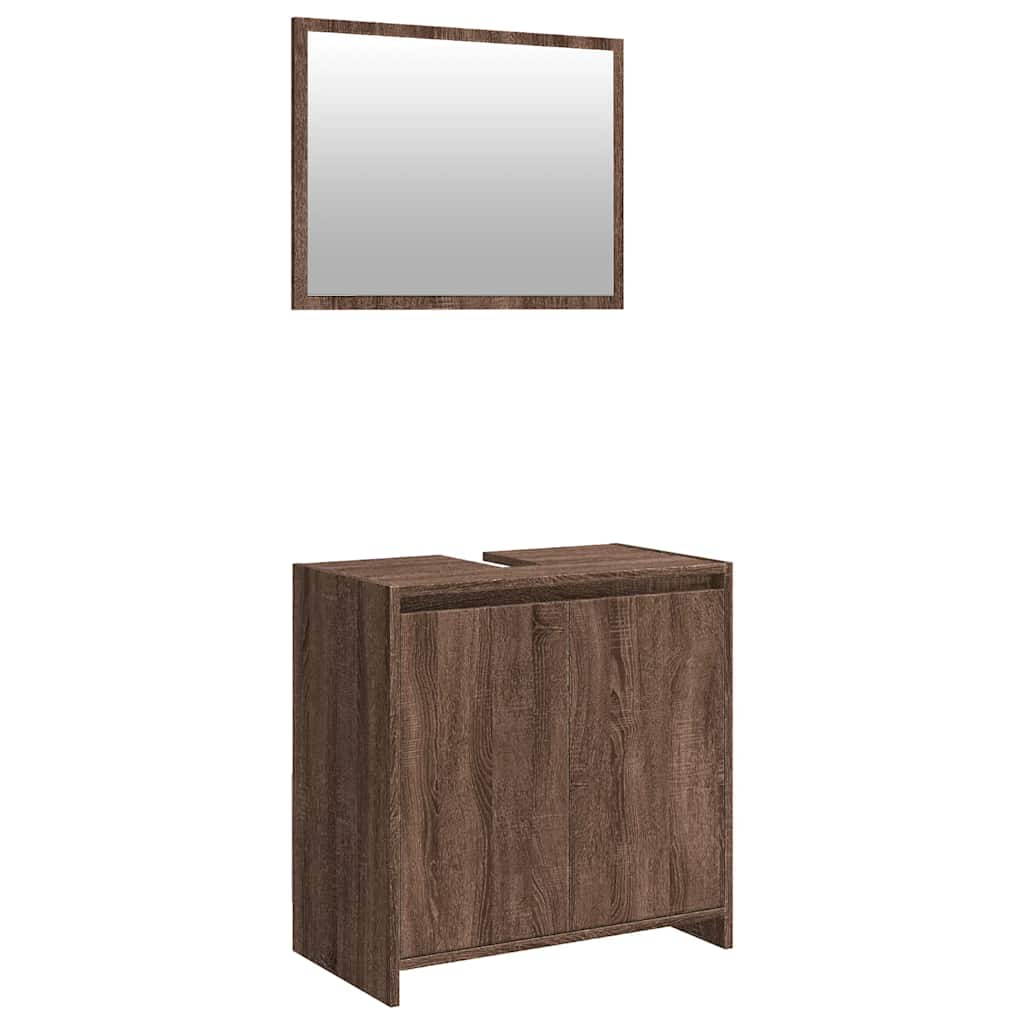 2-Piece Brown Oak Bathroom Set - Engineered Wood