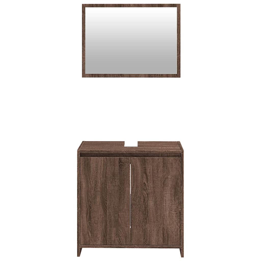 2-Piece Brown Oak Bathroom Set - Engineered Wood