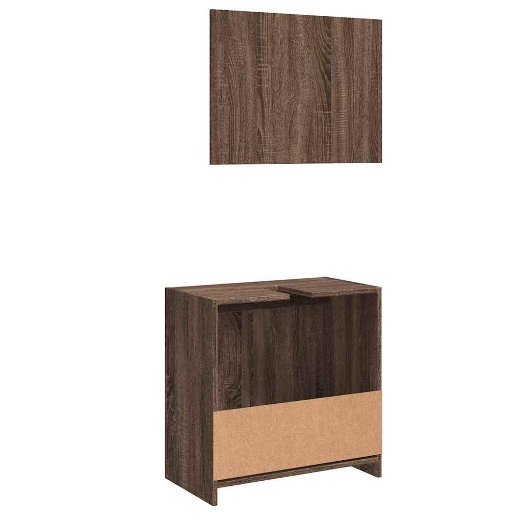 2-Piece Brown Oak Bathroom Set - Engineered Wood