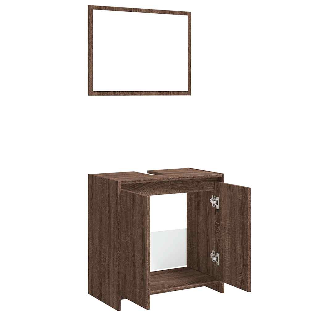 2-Piece Brown Oak Bathroom Set - Engineered Wood