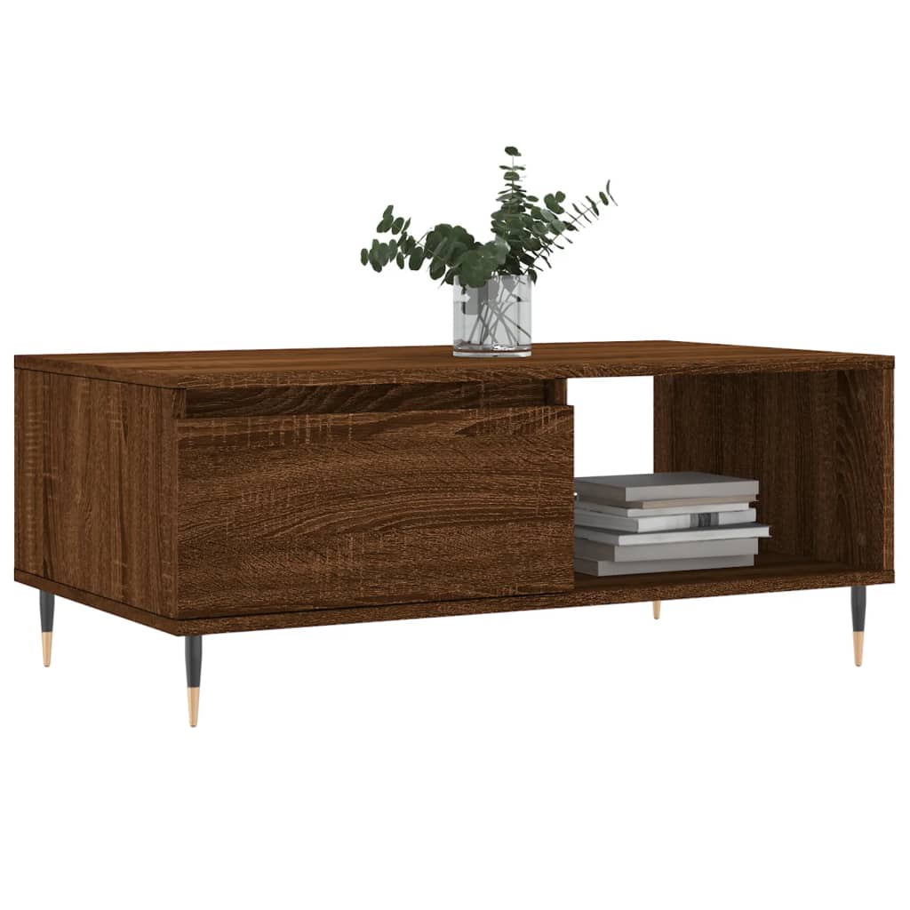 Coffee Table Brown Oak 90x50x36.5 cm Engineered Wood