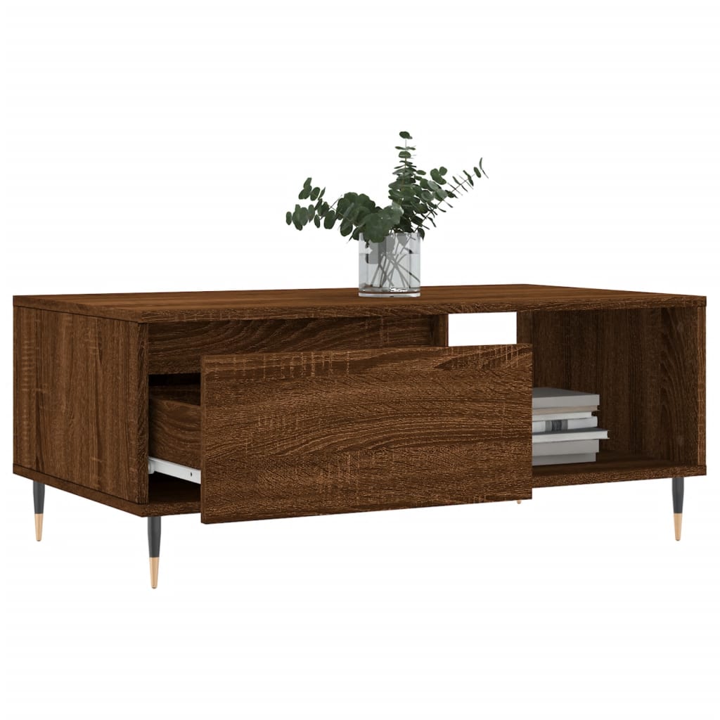 Coffee Table Brown Oak 90x50x36.5 cm Engineered Wood