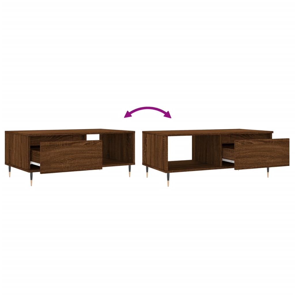 Coffee Table Brown Oak 90x50x36.5 cm Engineered Wood