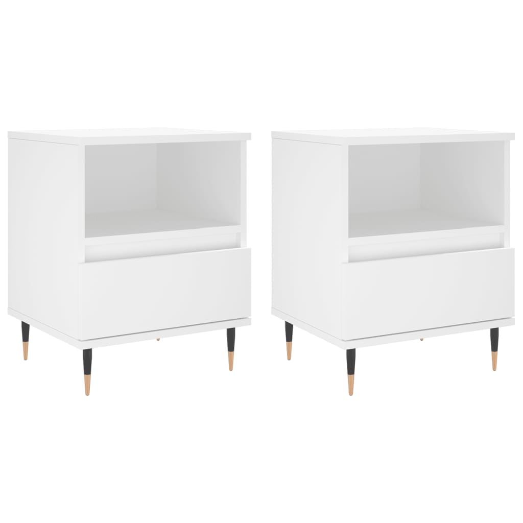 White Engineered Wood Bedside Cabinets 2pcs Set - 40x35x50 cm