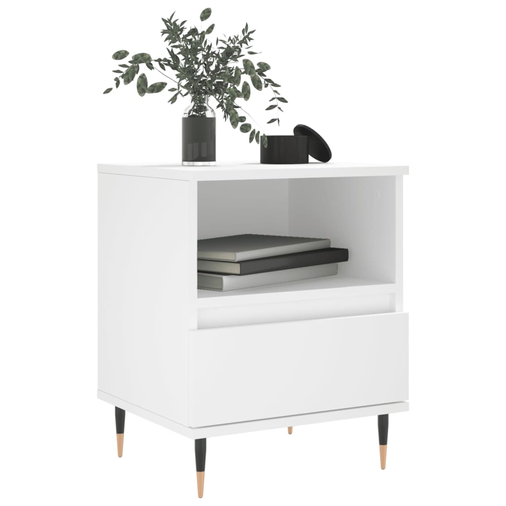 White Engineered Wood Bedside Cabinets 2pcs Set - 40x35x50 cm
