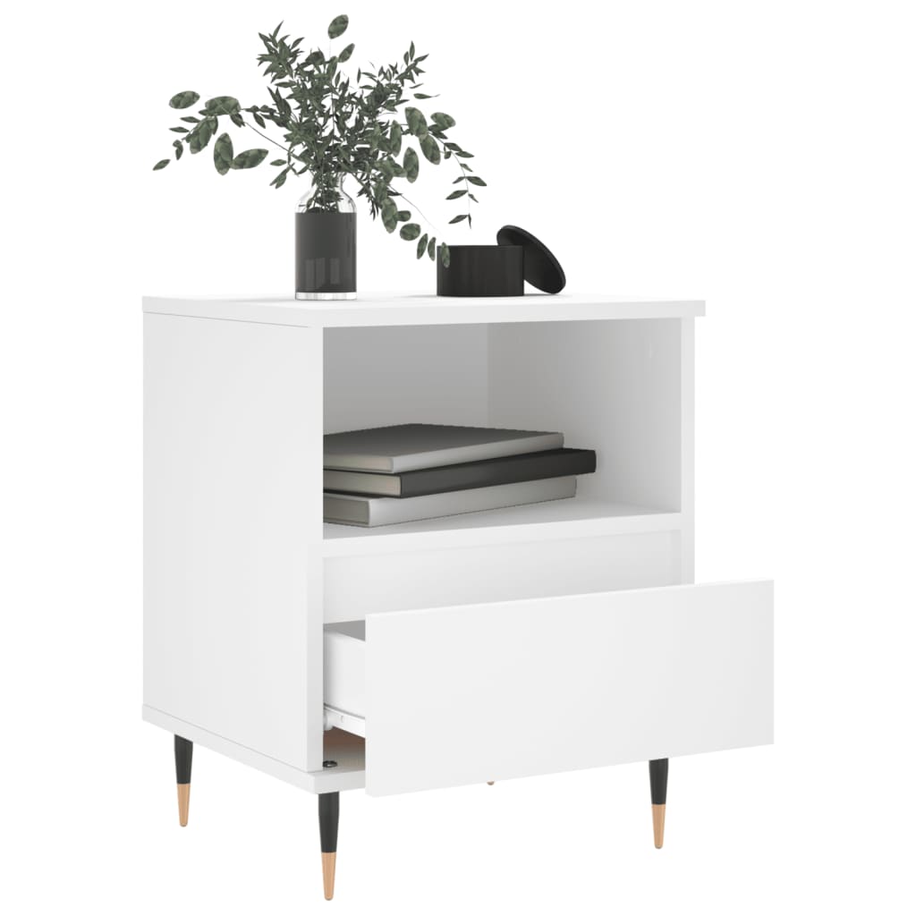 White Engineered Wood Bedside Cabinets 2pcs Set - 40x35x50 cm