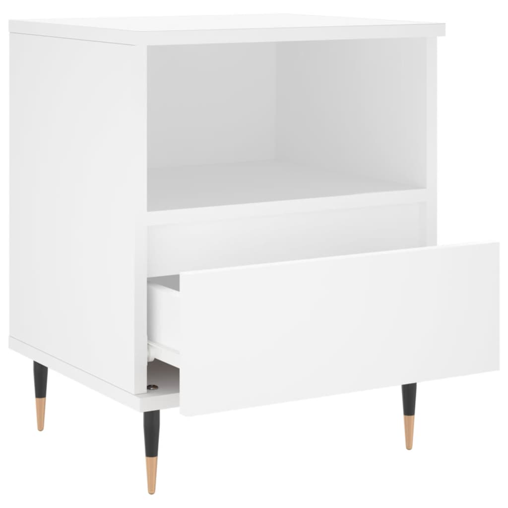 White Engineered Wood Bedside Cabinets 2pcs Set - 40x35x50 cm