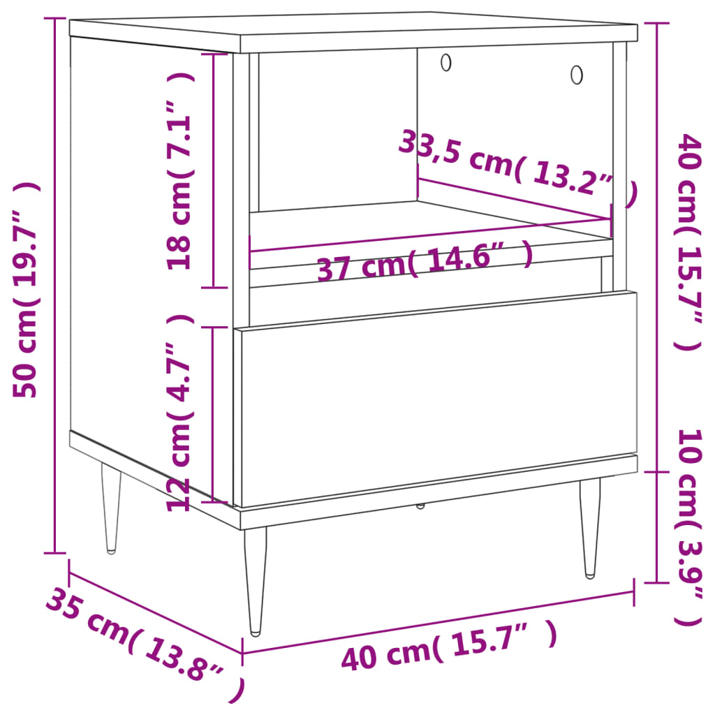 Concrete Grey Bedside Cabinet, 40x35x50 cm, Engineered Wood