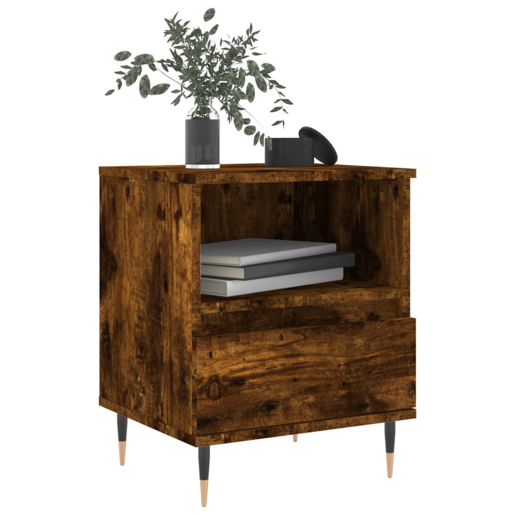 Smoked Oak Bedside Cabinets - Set of 2, 40x35x50 cm, Engineered Wood