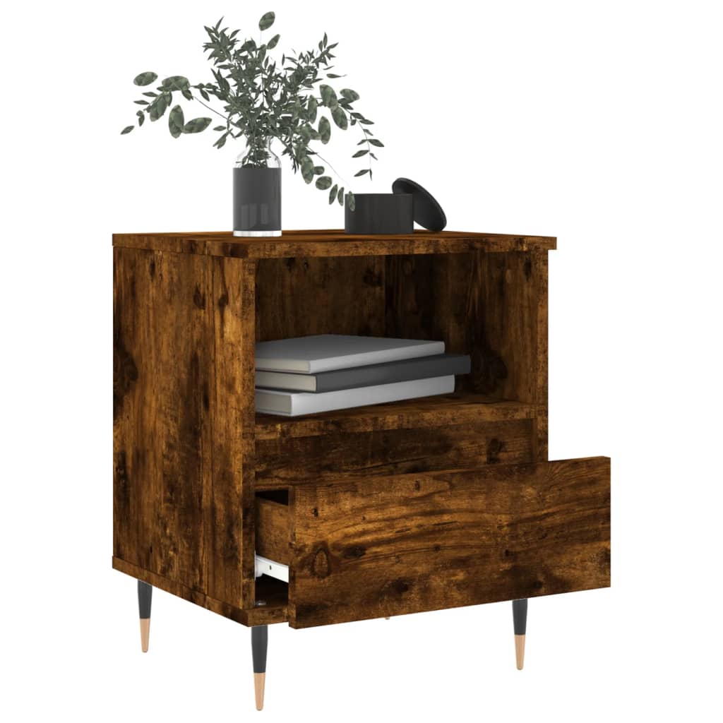 Smoked Oak Bedside Cabinets - Set of 2, 40x35x50 cm, Engineered Wood