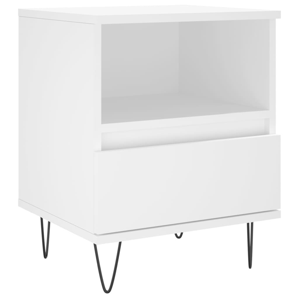 White Engineered Wood Bedside Cabinet 40x35x50 cm