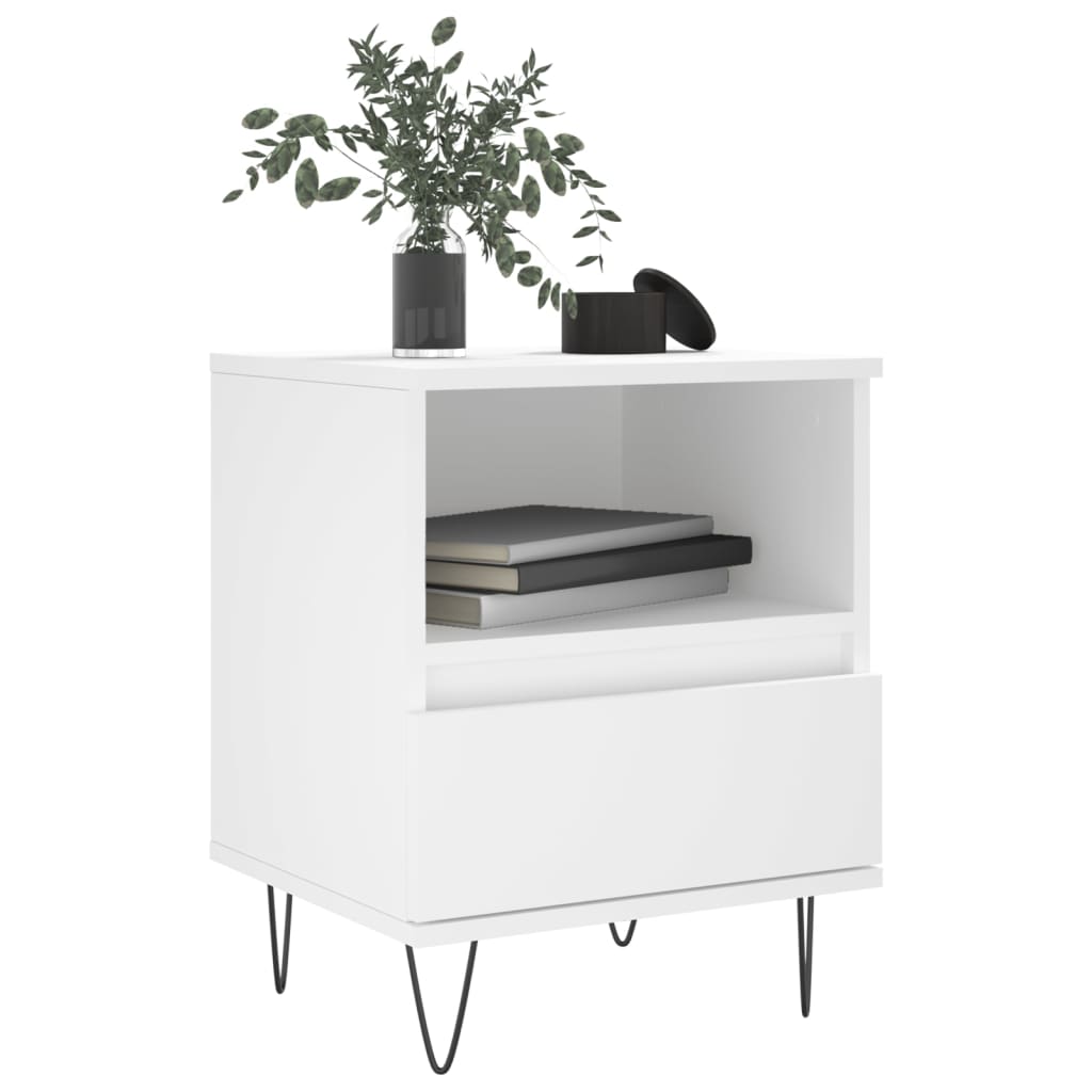 White Engineered Wood Bedside Cabinet 40x35x50 cm