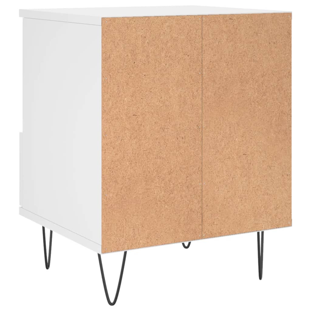 White Engineered Wood Bedside Cabinet 40x35x50 cm