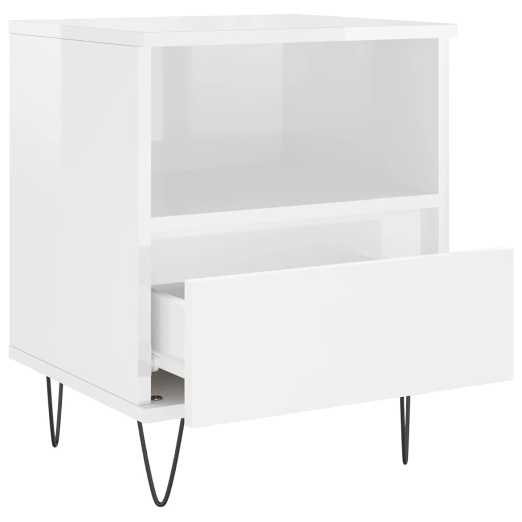 High Gloss White Bedside Cabinet, 40x35x50 cm, Engineered Wood