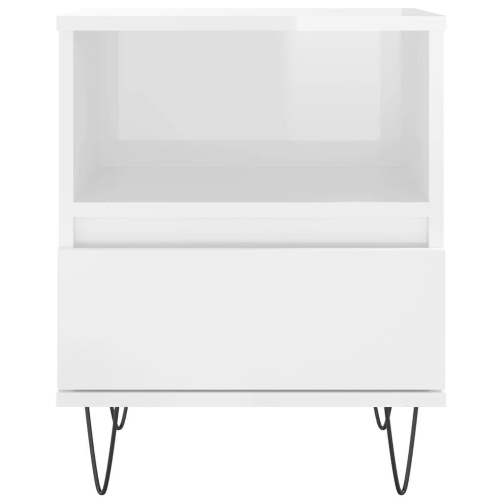 High Gloss White Bedside Cabinet, 40x35x50 cm, Engineered Wood
