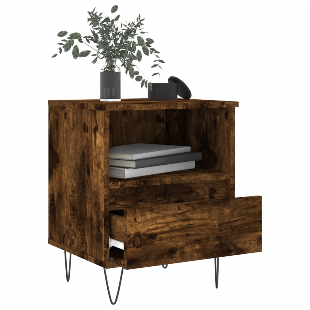 Smoked Oak Bedside Cabinet, 40x35x50 cm, Engineered Wood