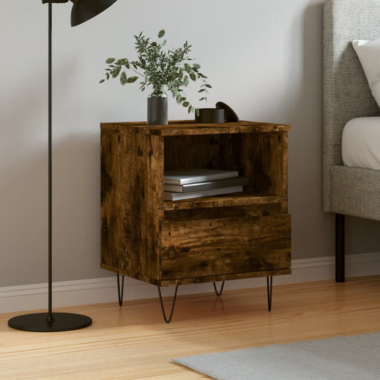 Smoked Oak Bedside Cabinet, 40x35x50 cm, Engineered Wood