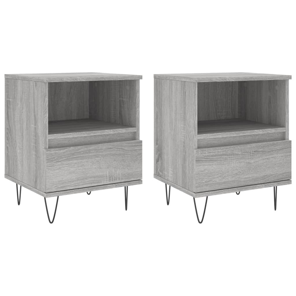 Grey Sonoma Engineered Wood Bedside Cabinets, Set of 2, 40x35x50 cm