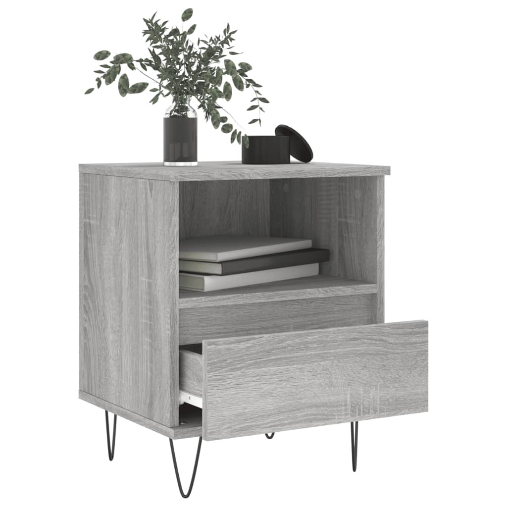 Grey Sonoma Engineered Wood Bedside Cabinets, Set of 2, 40x35x50 cm