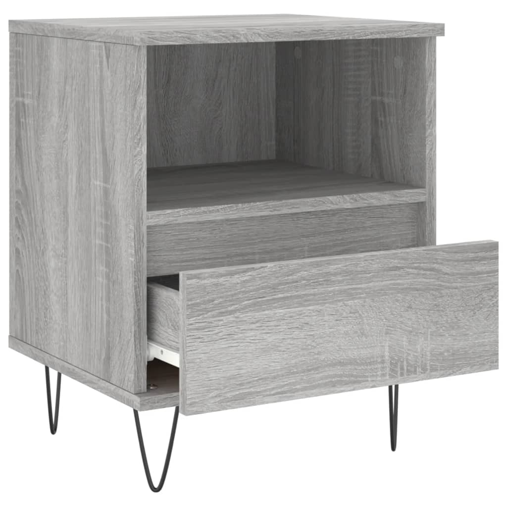 Grey Sonoma Engineered Wood Bedside Cabinets, Set of 2, 40x35x50 cm