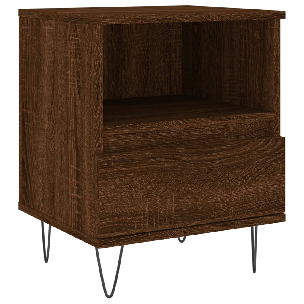 Brown Oak Bedside Cabinets - Set of 2, 40x35x50 cm, Engineered Wood