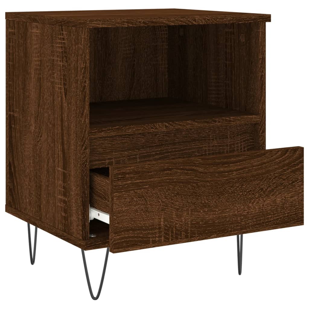 Brown Oak Bedside Cabinets - Set of 2, 40x35x50 cm, Engineered Wood