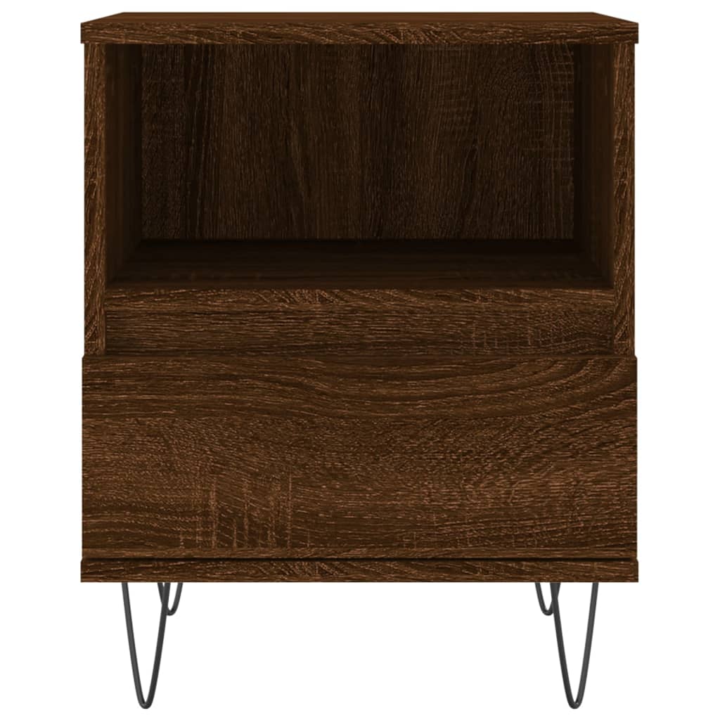 Brown Oak Bedside Cabinets - Set of 2, 40x35x50 cm, Engineered Wood